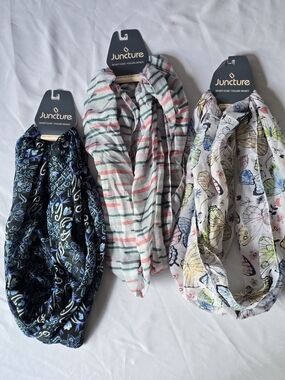 Juncture Women’s Lightweight Infinity Scarf — Blue, Multi, and White Prints